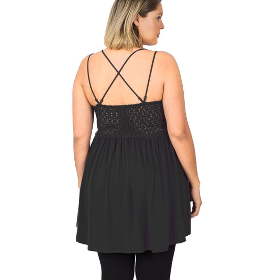 Plus Black Crochet Lace Cami Tank