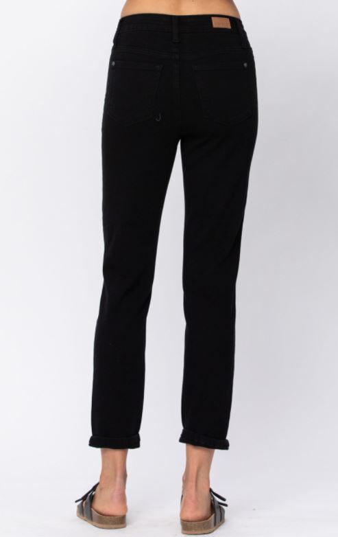 Judy Blue HIGH RISE JET BLACK NON DISTRESSED BOYFRIEND