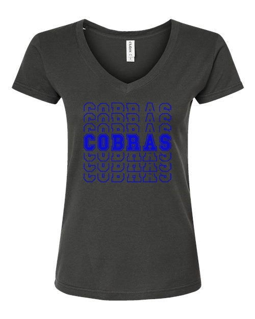 Women's Slim Fit Fine Jersey V-Neck T-Shirt - Charcoal - Cobra Multi