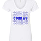 Women's Slim Fit Fine Jersey V-Neck T-Shirt - White - Cobra Multi