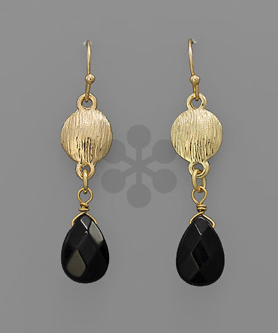 Black/Gold Tear Drop Dangle Earrings