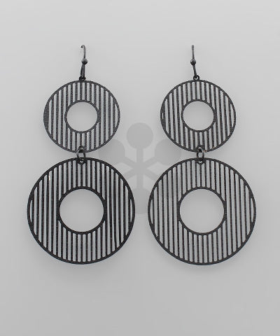 Black Tiered Circle Earrings