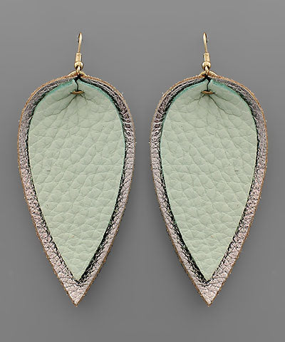 Mint Layered Faux Leather Earring