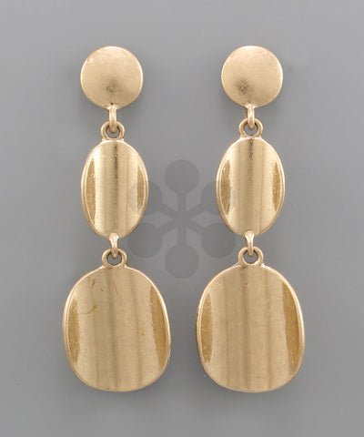 Oval Metal Linear Earrings Gold