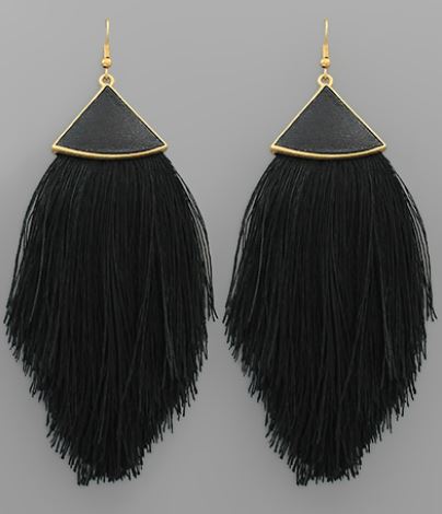 Leather Fan & Tassel Earrings
