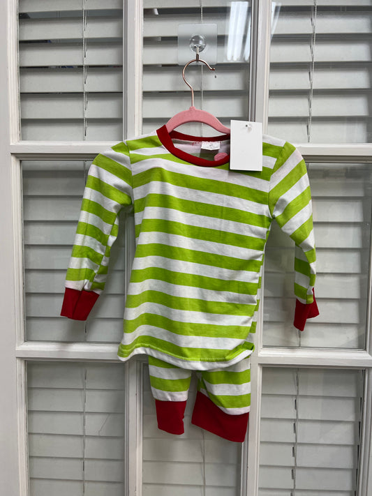 12-18m Green Striped Pajama Set