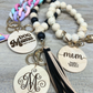 Silicone Link Bracelet and Key Ring with Wood Disc