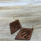 Wood Diamond Earrings - Brown