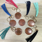 Wood Disc Key Ring with 4" Suede Tassel