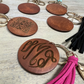 Wood Disc Key Ring with 4" Suede Tassel
