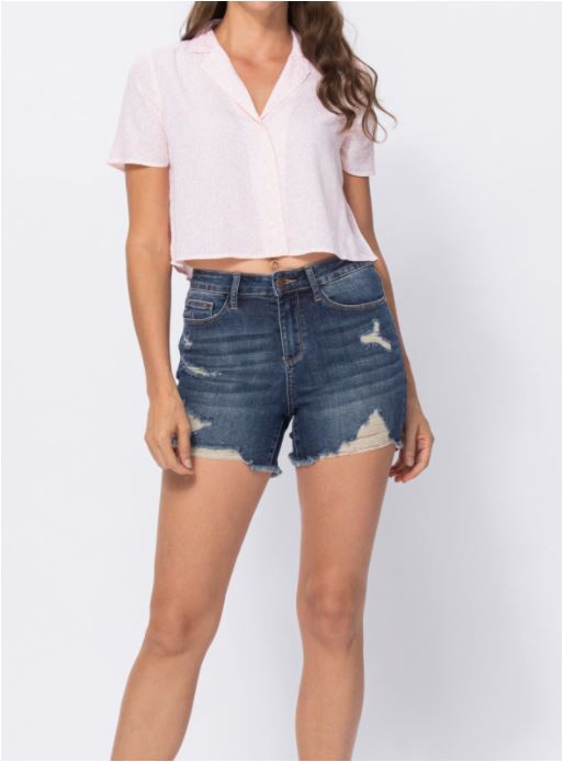 HI-RISE DESTROYED CUTOFF Shorts - Judy Blue