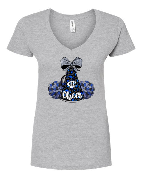 Women's Slim Fit Fine Jersey V-Neck T-Shirt - Light Grey - Megaphone