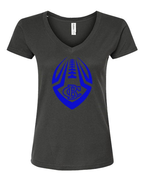 Women's Slim Fit Fine Jersey V-Neck T-Shirt - Charcoal - CB Football