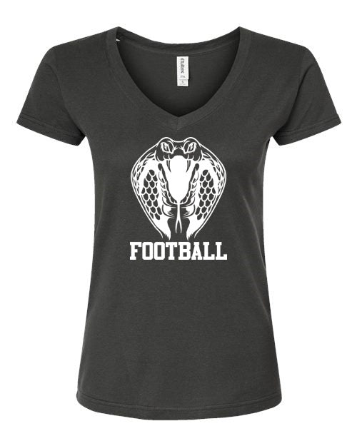Women's Slim Fit Fine Jersey V-Neck T-Shirt - Charcoal - Cobra Football