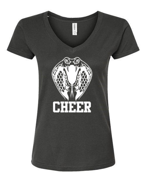 Women's Slim Fit Fine Jersey V-Neck T-Shirt - Charcoal - Cobra Cheer