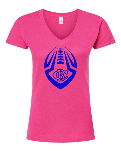 Women's Slim Fit Fine Jersey V-Neck T-Shirt - Pink - CB Football