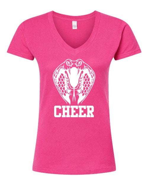 Women's Slim Fit Fine Jersey V-Neck T-Shirt - Pink - Cobra Football