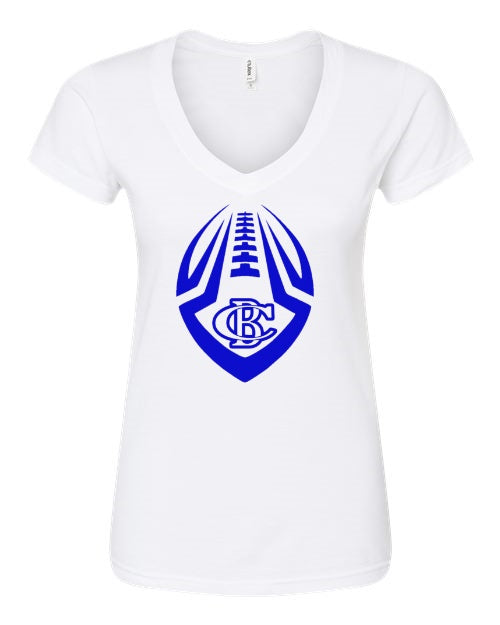 Women's Slim Fit Fine Jersey V-Neck T-Shirt - White - CB Football