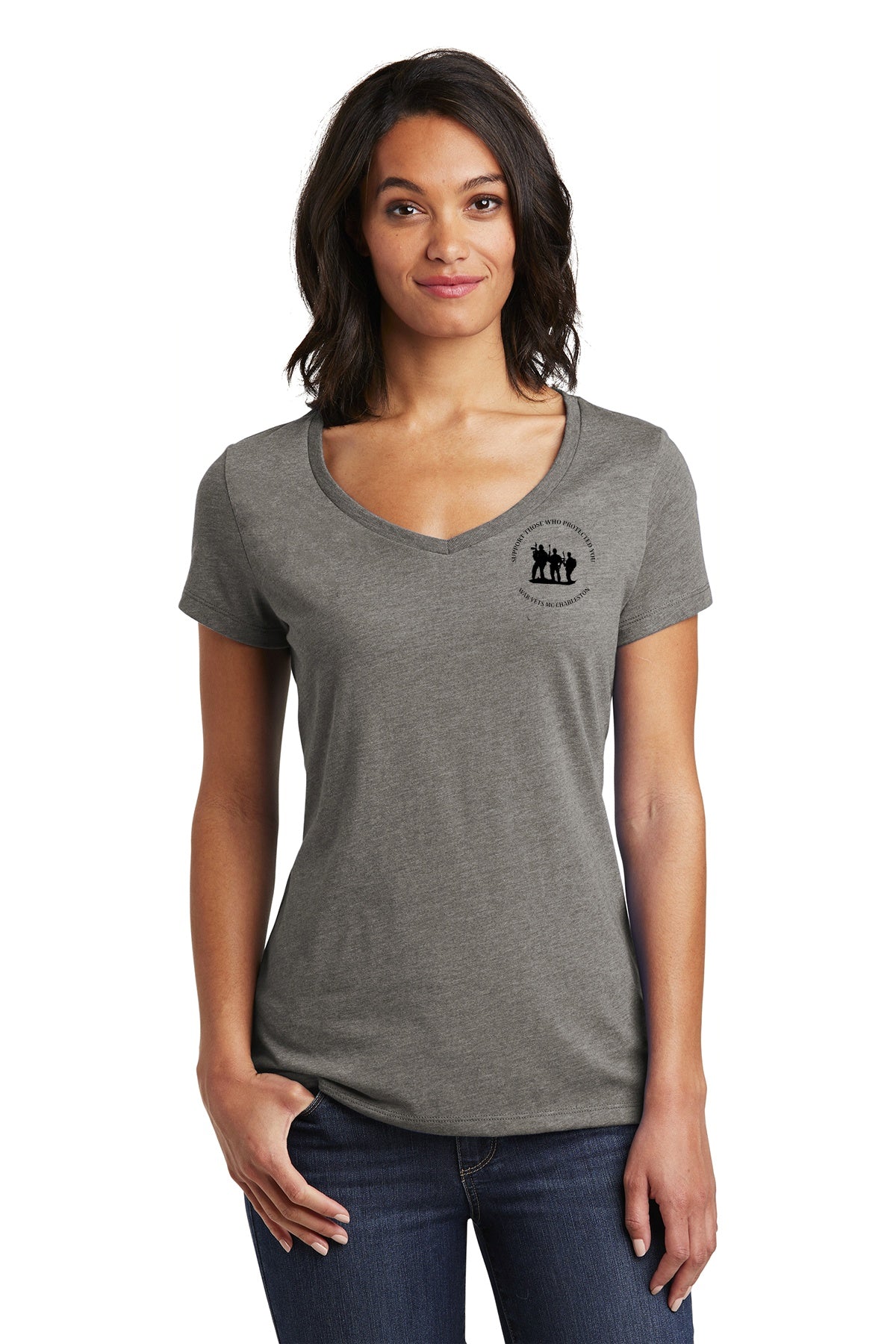 Ladies Short Sleeve Tee - Grey - Skull