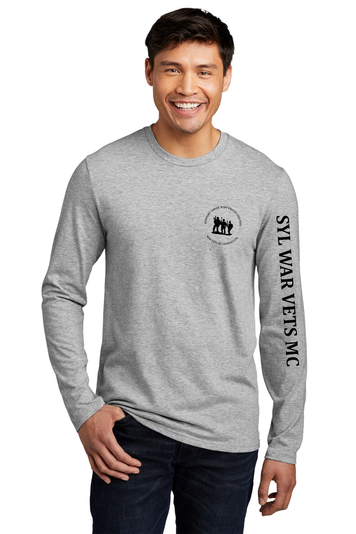 Long Sleeve - Grey - Skull Red Star