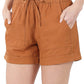 Linen Drawstring Shorts with Pockets
