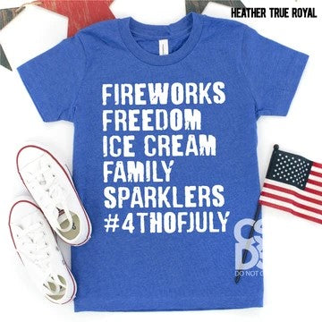 444. Fireworks, Freedom, Ice Cream YOUTH - White Ink