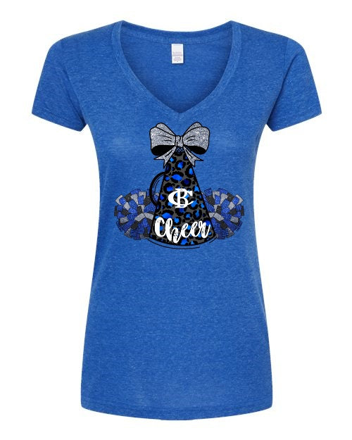 Women's Slim Fit Fine Jersey V-Neck T-Shirt - Royal - Megaphone