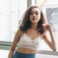 Strappy Back Geometric Lace Bralette - Off White