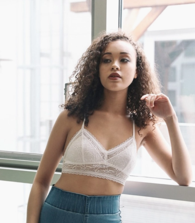 Strappy Back Geometric Lace Bralette - Off White