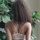 Strappy Back Geometric Lace Bralette - Off White