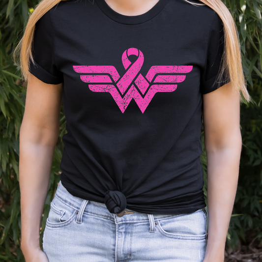 651. Wonder Woman Breast Cancer - White Ink