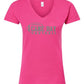Women's Slim Fit Fine Jersey V-Neck T-Shirt - Pink - Cane Bay Football