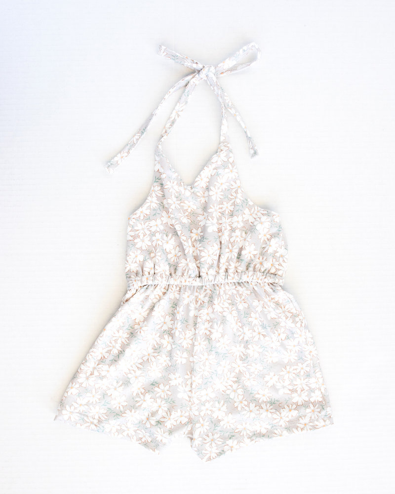 Carson Halter Romper - Gray Floral