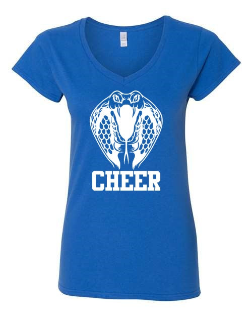 Women's Slim Fit Fine Jersey V-Neck T-Shirt - Royal - Cobra Cheer