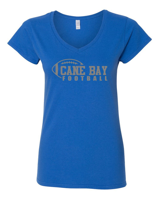 Women's Slim Fit Fine Jersey V-Neck T-Shirt - Royal - Cane Bay Football