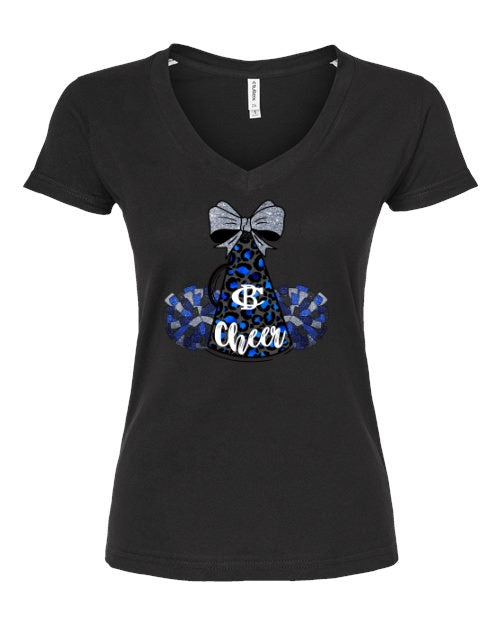 Women's Slim Fit Fine Jersey V-Neck T-Shirt - Black  - Megaphone