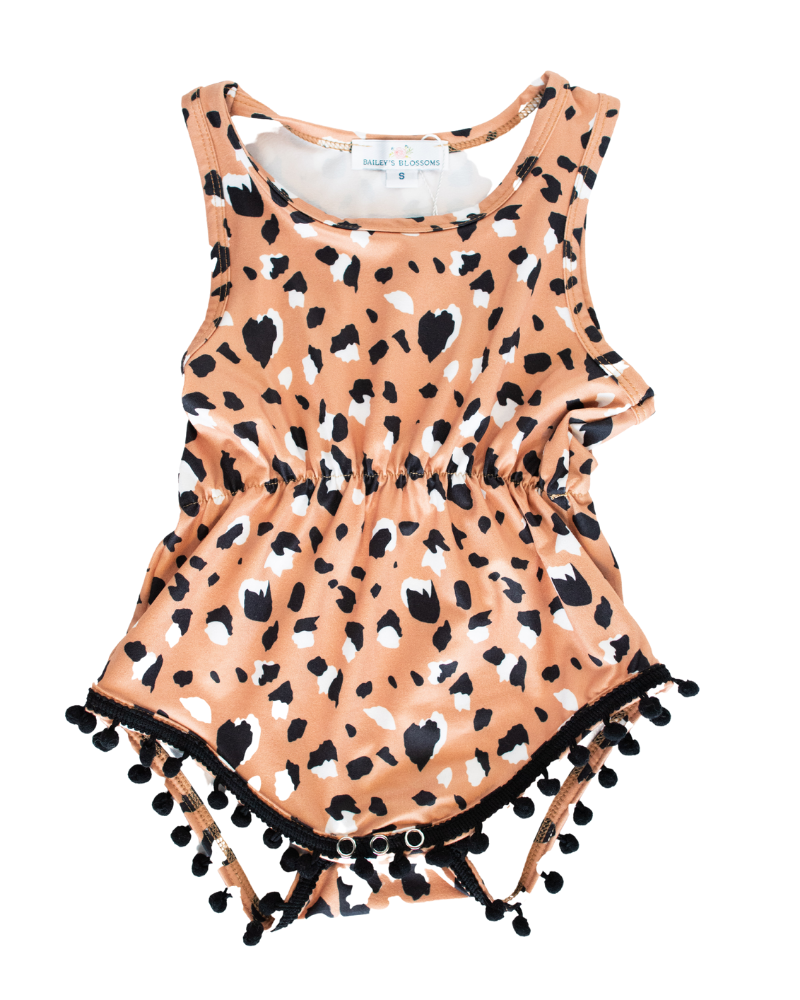 Dillon Pom Pom Romper - Leopard