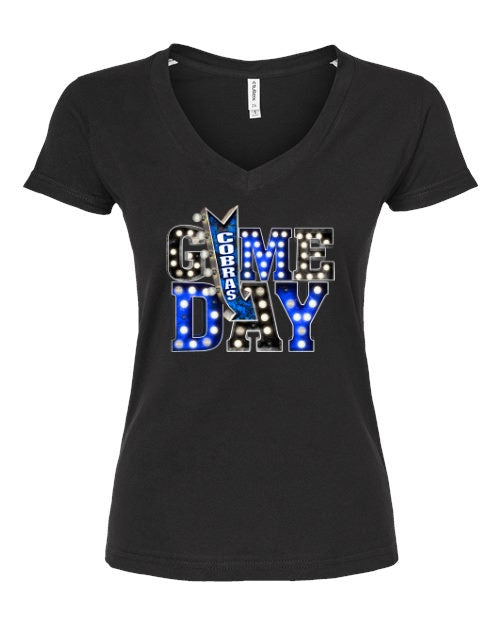 Women's Slim Fit Fine Jersey V-Neck T-Shirt - Black  - Game Day