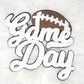 Large White Football Game Day Chenille Iron-on Black Glitter Patch