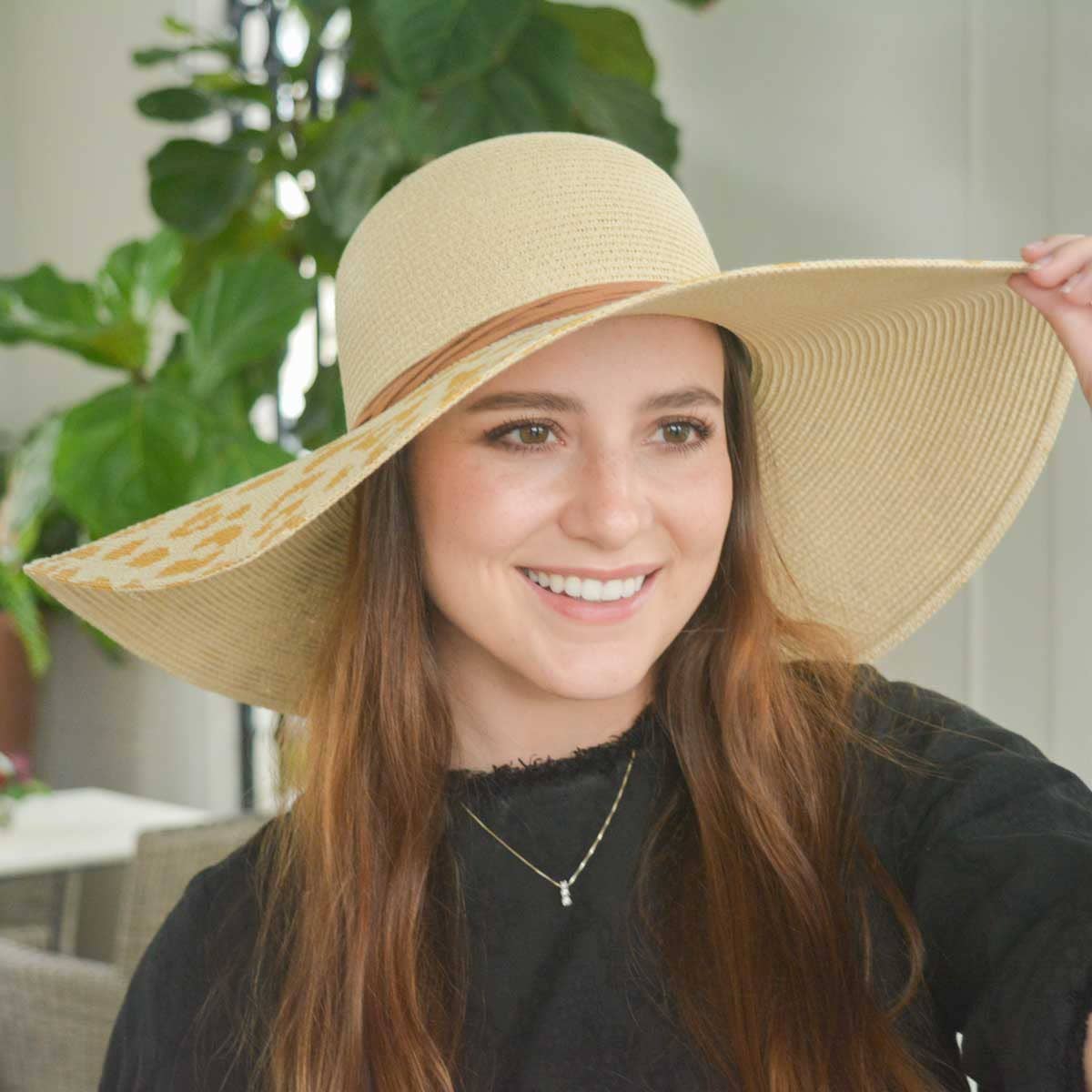 Gilded Leopard Sun Hat - Natural/Gold