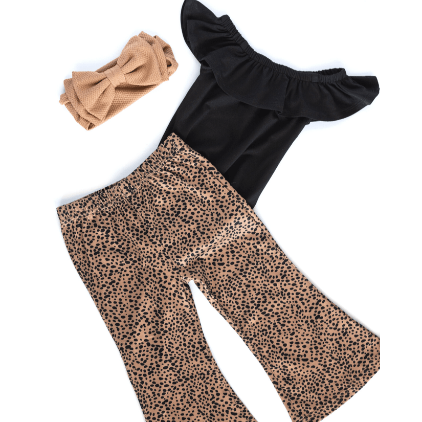 Lina Pleated Bell Bottoms - Leopard