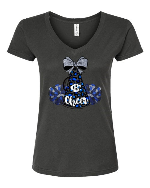 Women's Slim Fit Fine Jersey V-Neck T-Shirt - Charcoal - Megaphone