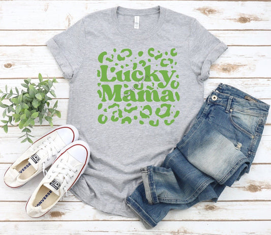 7. Lucky mama leopard (green) - White Ink
