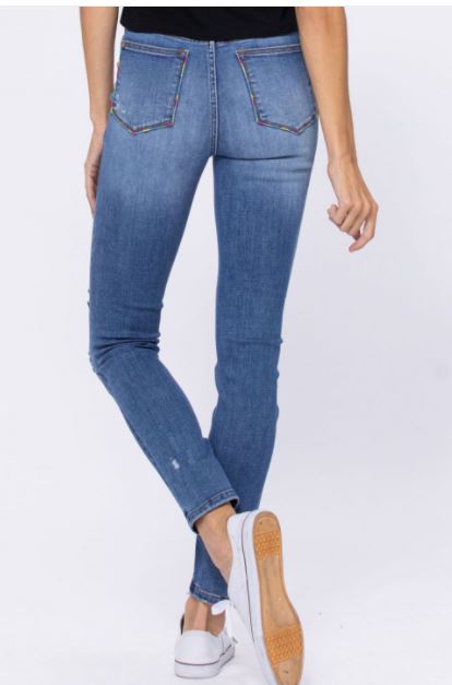 Judy Blue Rainbow Thread Skinny Jeans