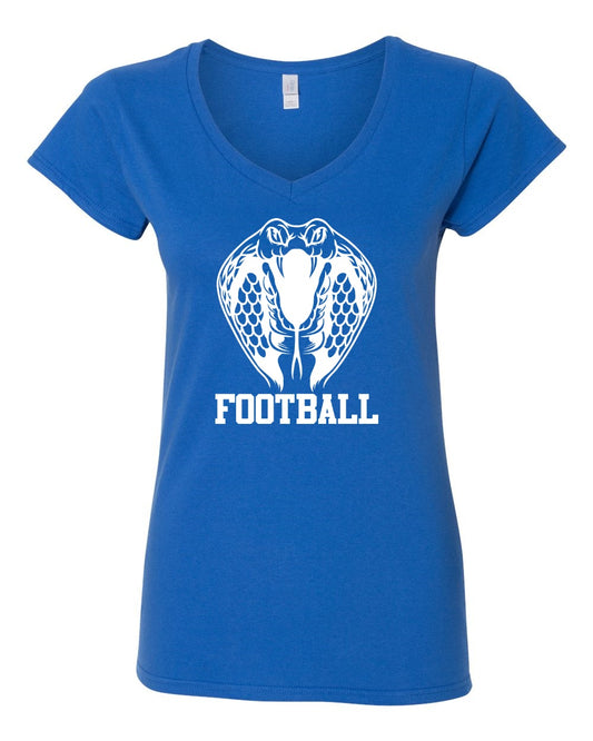 Women's Slim Fit Fine Jersey V-Neck T-Shirt - Royal - Cobra Football