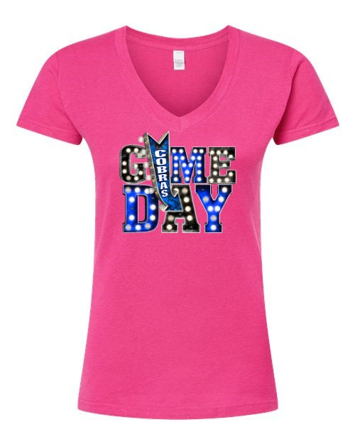 Women's Slim Fit Fine Jersey V-Neck T-Shirt - Pink - Game Day