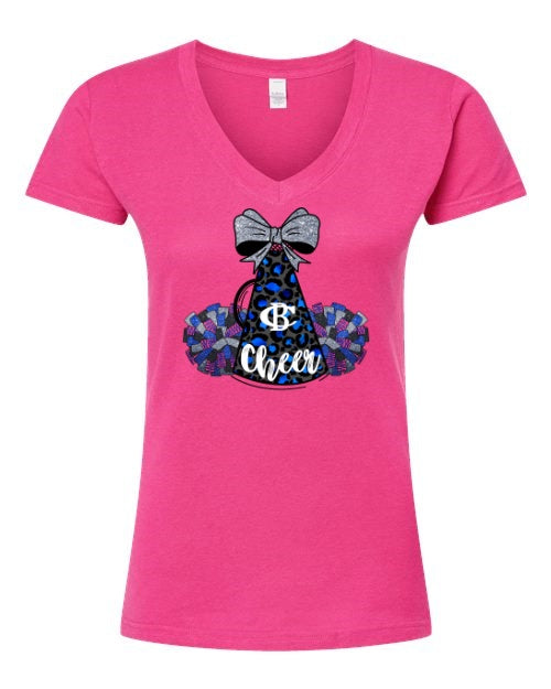 Women's Slim Fit Fine Jersey V-Neck T-Shirt - Pink - Megaphone