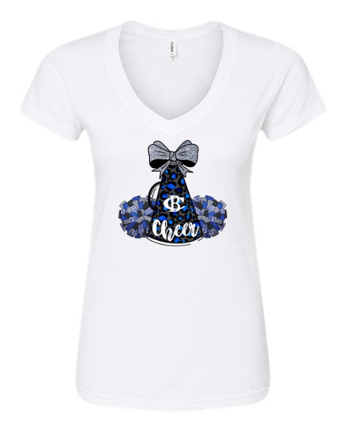Women's Slim Fit Fine Jersey V-Neck T-Shirt - White - Megaphone