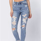 HIGH RISE DESTROYED SHARK HEM SKINNY - Judy Blue